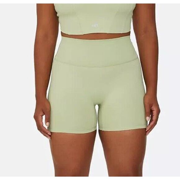 Set Active Lime Green Luxform Stretch High Waist Slimming Biker Shorts XS - Picture 1 of 8